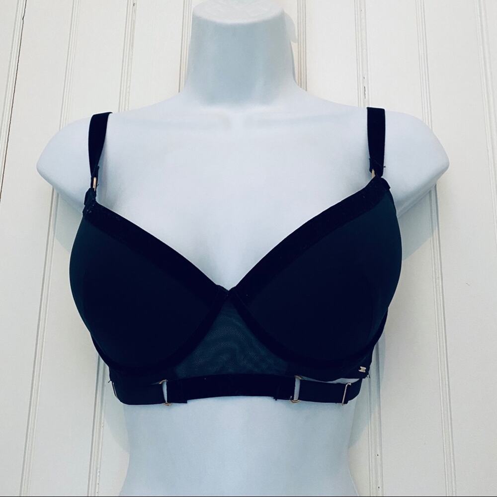 NEW Bluebella MORE Métis Strappy Bra Black 32 DD/E Padded Underwire Balcony
